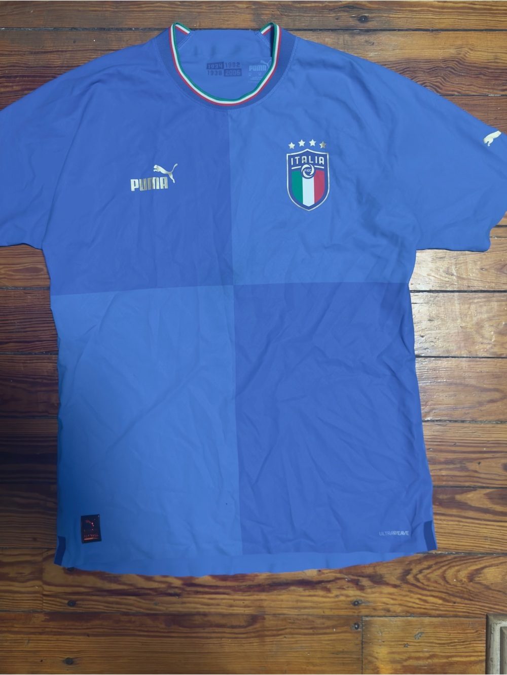 Men Size Medium Blue Puma 2022 Authentic FIGC Italy Home Soccer Jersey 765670-01